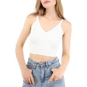 Brand New Beneliza White Ribbed Knit Crop Top